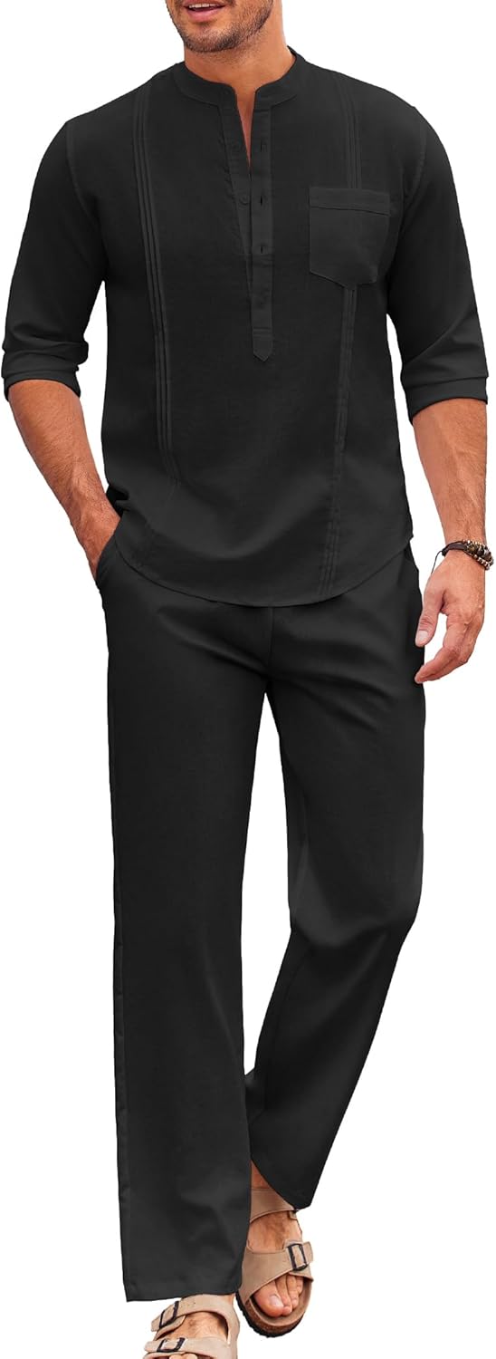 Men's 2 Piece Cotton Sets for Casual Beach Vacation Outfits