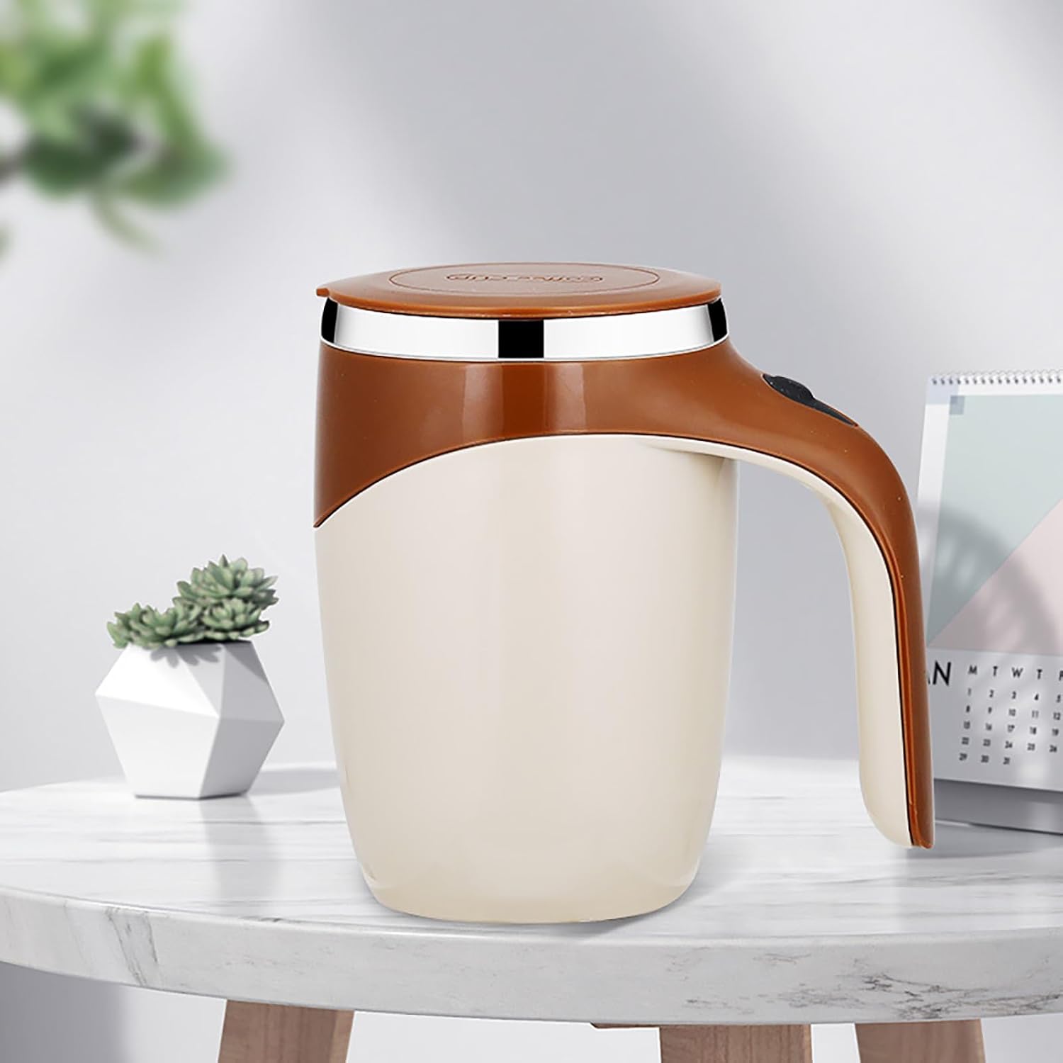 Stainless Steel Self Mixing Coffee Mug - Magnetic Stirring Technology