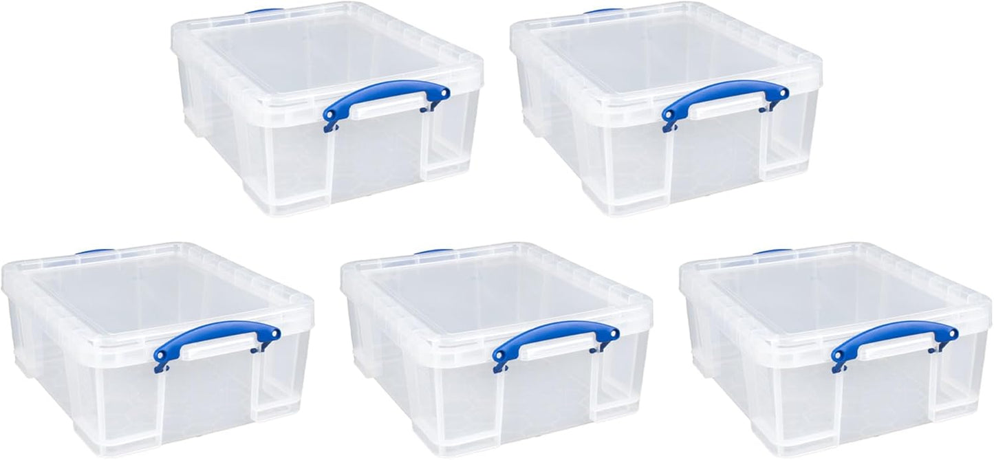 Really Useful Box 5 Pack 17L Plastic Storage Bins for Home