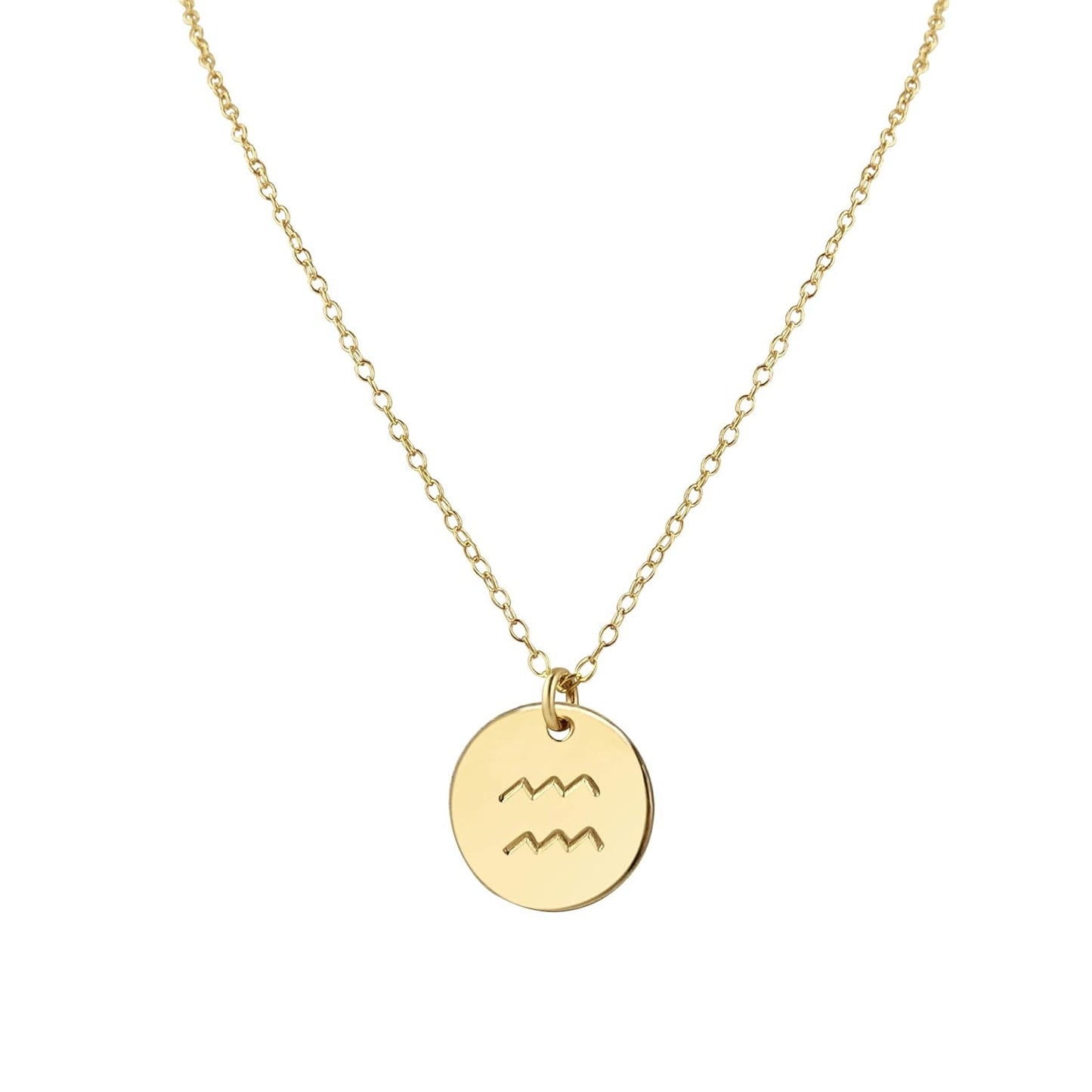 Handmade Gold Aquarius Zodiac Charm Necklace for Astrology Lovers