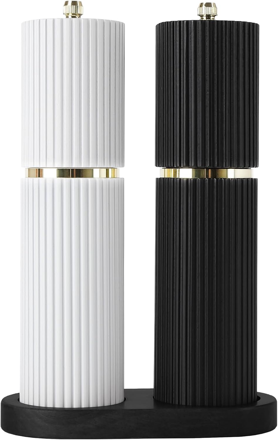Wooden Salt and Pepper Grinder Set with Gold Accents for Gifting