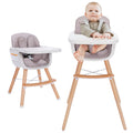 Mallify 3-in-1 Convertible Wooden High Chair - Adjustable, Easy-Clean