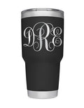 Personalized 3 Letter Fancy Monogram Tumbler, Mug & Bottle - Engraved