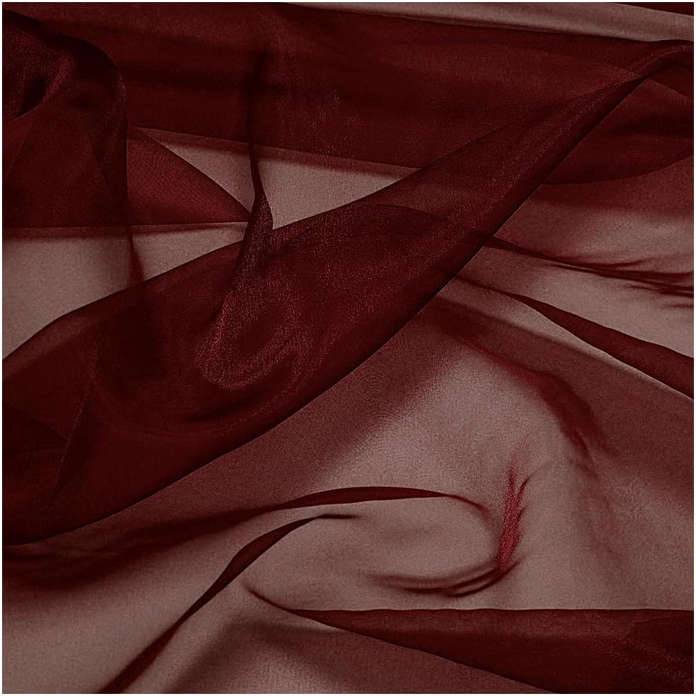 40 Yard Burgundy Sheer Organza Fabric for Elegant Decorations
