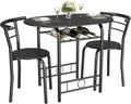 Wood Grain 3-Piece Round Table & Chair Set - Space Saving Dining