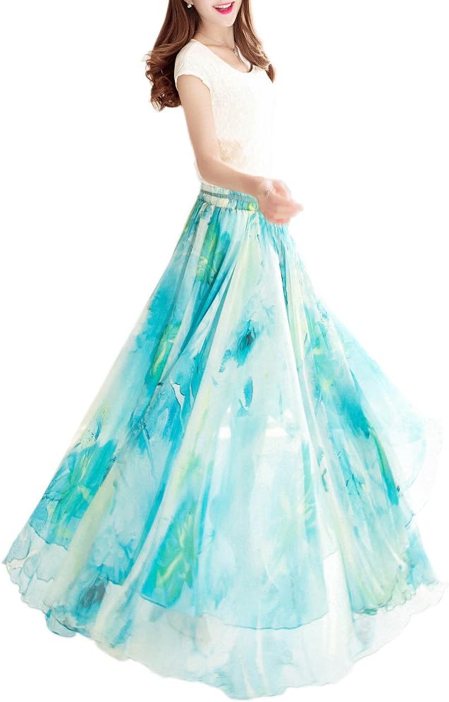 Afibi Women Full Length Chiffon Maxi Beach Skirt for All Occasions