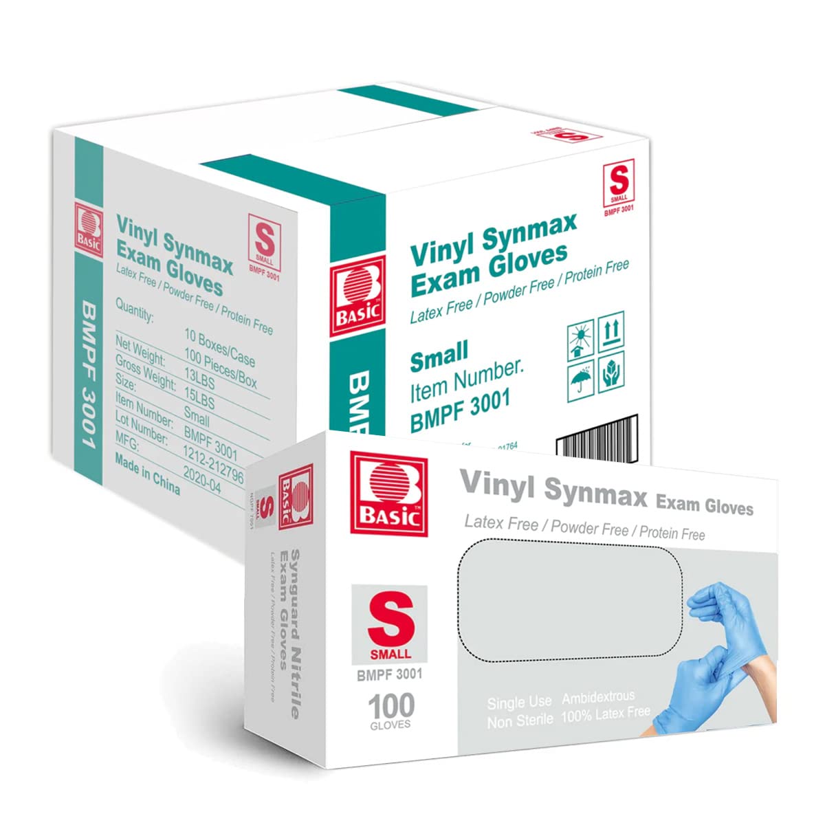1000 Small Blue Vinyl Exam Gloves - Latex & Powder-Free - Intco