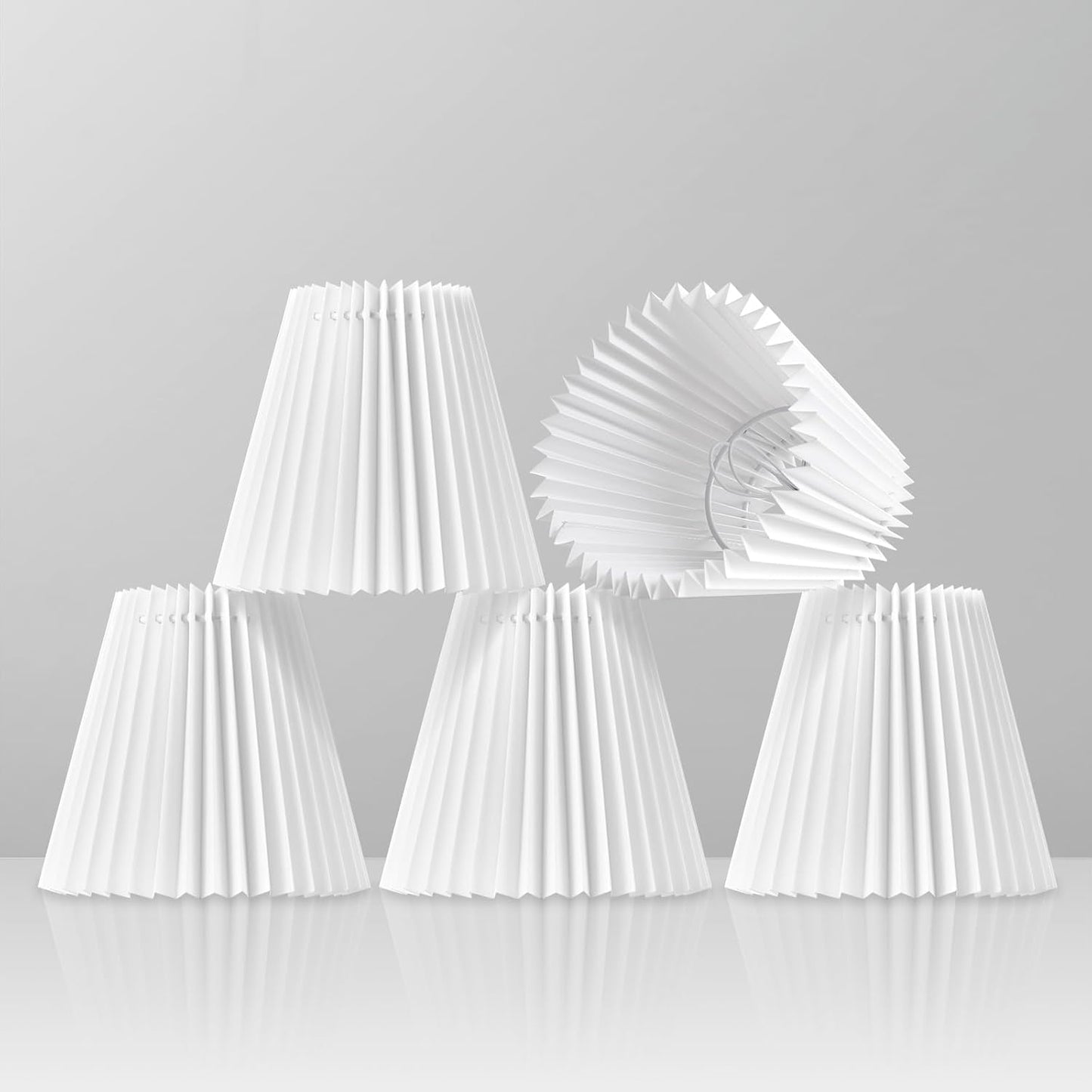 Pleated White Chandelier Shade for 5-Light Pendant Light