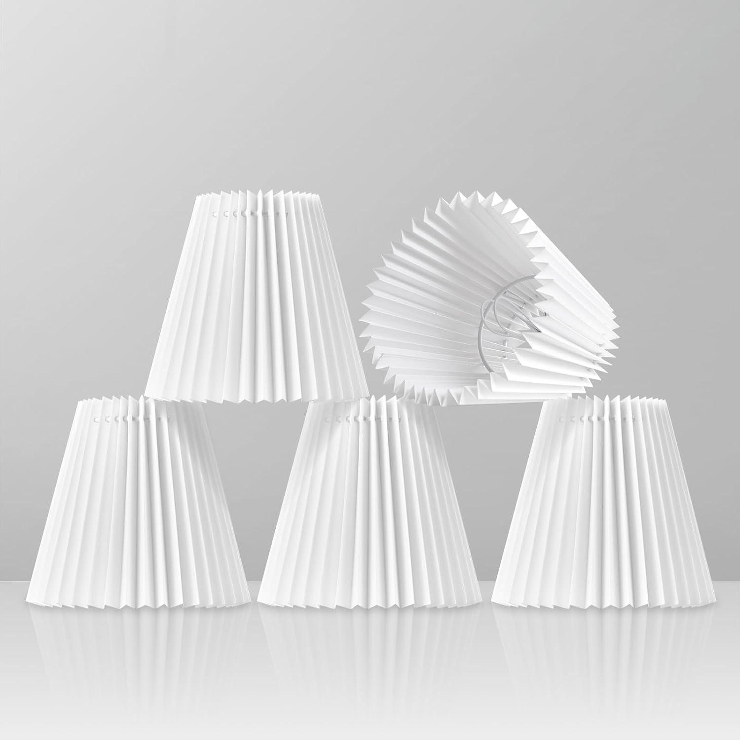 Pleated White Chandelier Shade for 5-Light Pendant Light