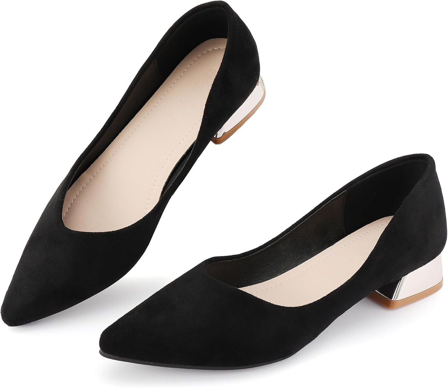 Women's Low Block Chunky Heels Pointed Toe Closed Toe Pumps