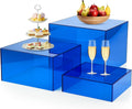 3Pcs Blue Buffet Risers Acrylic Boxes Display - Sturdy Party Display