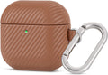 Leather Case for AirPods 4 with Keychain - Shockproof Brown