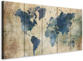 Acoustic Canvas Wall Art World Map 90x35 in - Acoustic Room Print