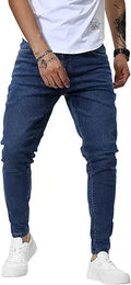 Mens Skinny Stretch Jeans Slim Fit Tapered Denim Pants - Slim