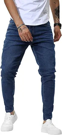 Woenzaia Mens Jeans Slim Fit Skinny Denim Stretch Tapered Pants