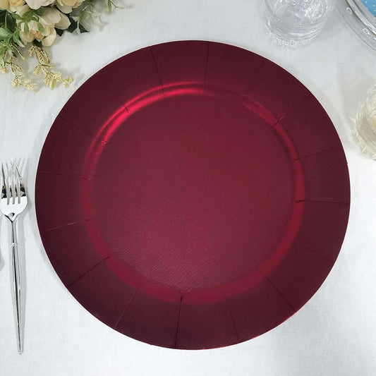 10 Pack Burgundy Charger Plates |Leathery Texture |1100 GSM