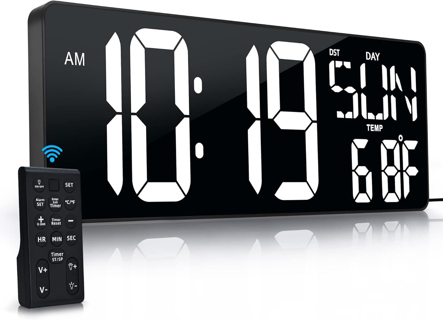 Large Digital Wall Clock with Remote Control for Home Use