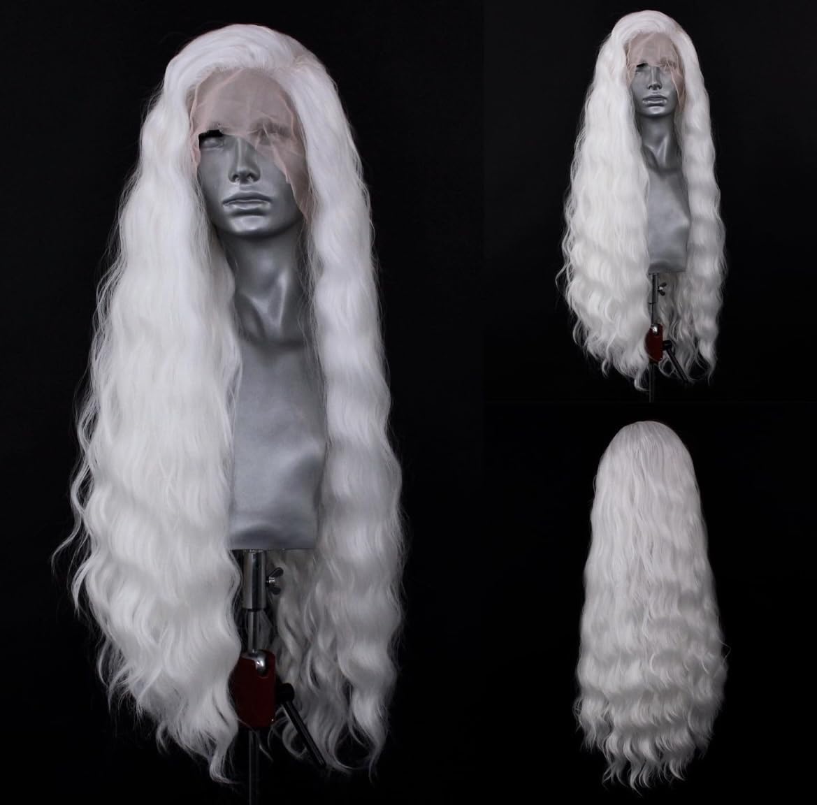 White Wavy Synthetic Lace Front Wigs for Daily Cosplay Use