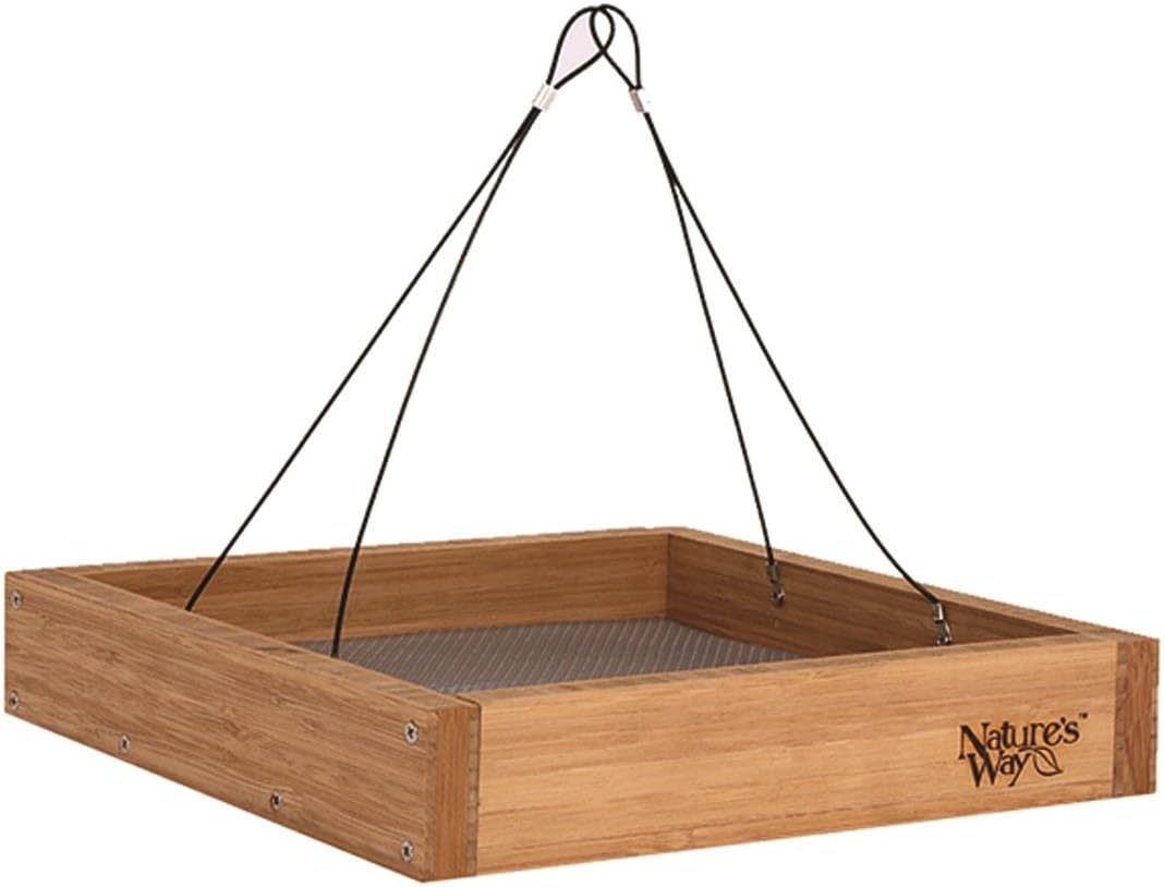 Nature's Way Bamboo Hanging Platform Feeder for Backyard Birds