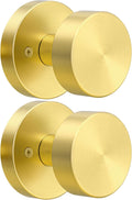 Gold Dummy Door Knob 2 Pack Satin Brass - Modern Round Dummy Knobs