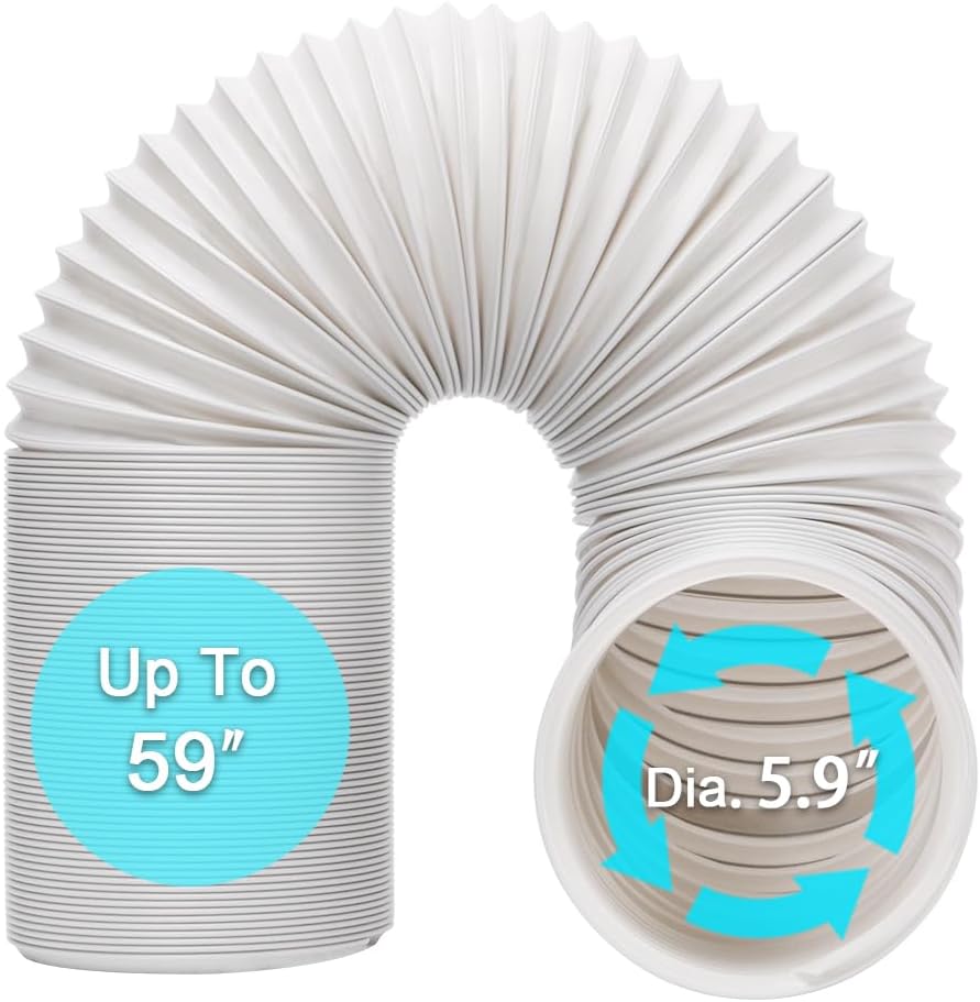 BEWAVE Portable AC Exhaust Vent Hose, 5.9 Diameter, Up to 59 Length