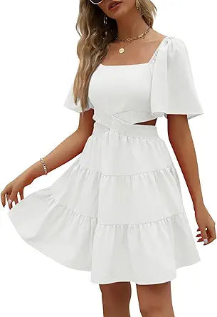 LILLUSORY Womens Summer Cutout Mini Dress for Stylish Looks