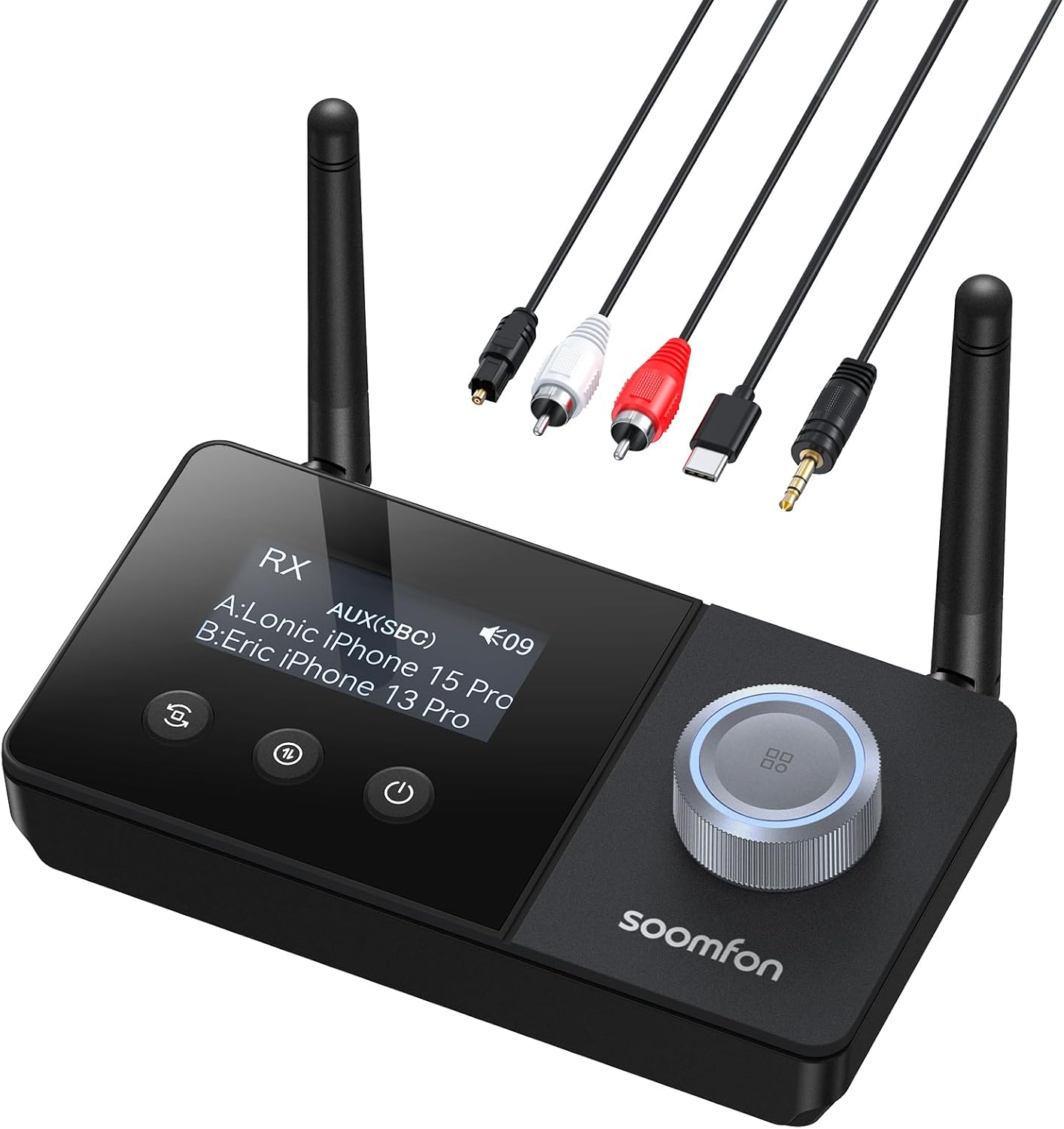 SOOMFON Dual Antenna Bluetooth Transmitter: Dual Output