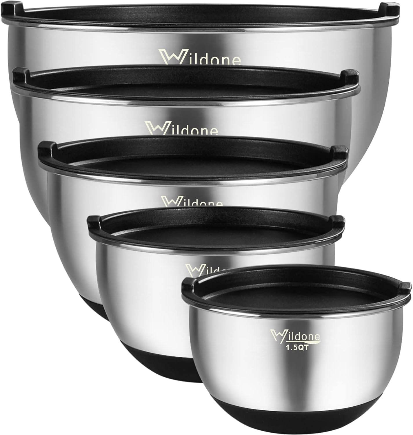Stainless Steel Mixing Bowls Set with Airtight Lids for Kitchen