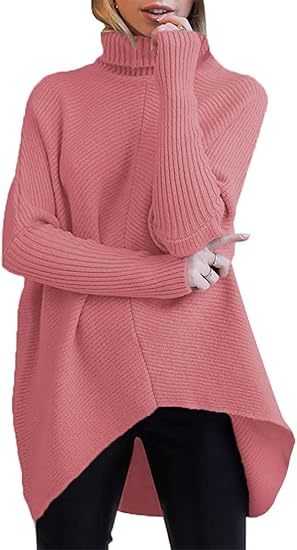 ANRABESS Womens Turtleneck Oversized Sweater for Casual Style