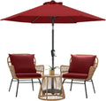 Patio Umbrella 7.5 ft Burgundy for Market Table - Tilt & Crank