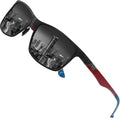 DUCO Mens Polarized Carbon Fiber Rectangle Sunglasses - Lightweight