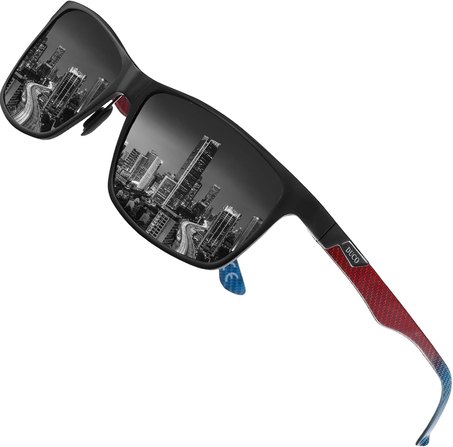 DUCO Mens Polarized Rectangle Sunglasses with UV400 Protection