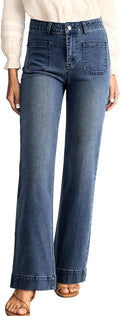 Wide Leg Jeans High Waisted Stretchy Straight Leg Jeans (Style QNW1)