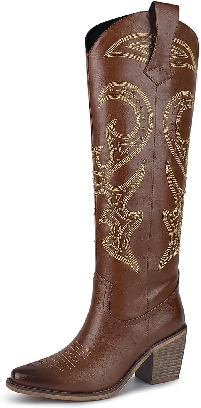Stylish Knee High Cowboy Boots for Women with Rhinestones