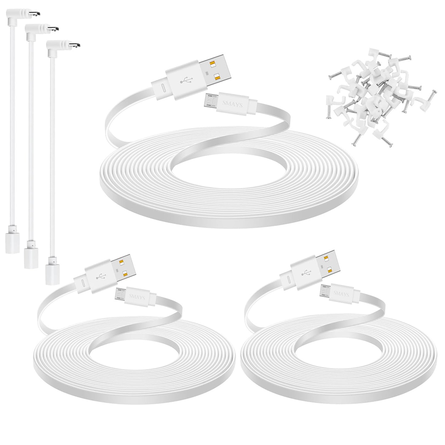 Long 25ft Micro USB Cable Pack for Security Cameras