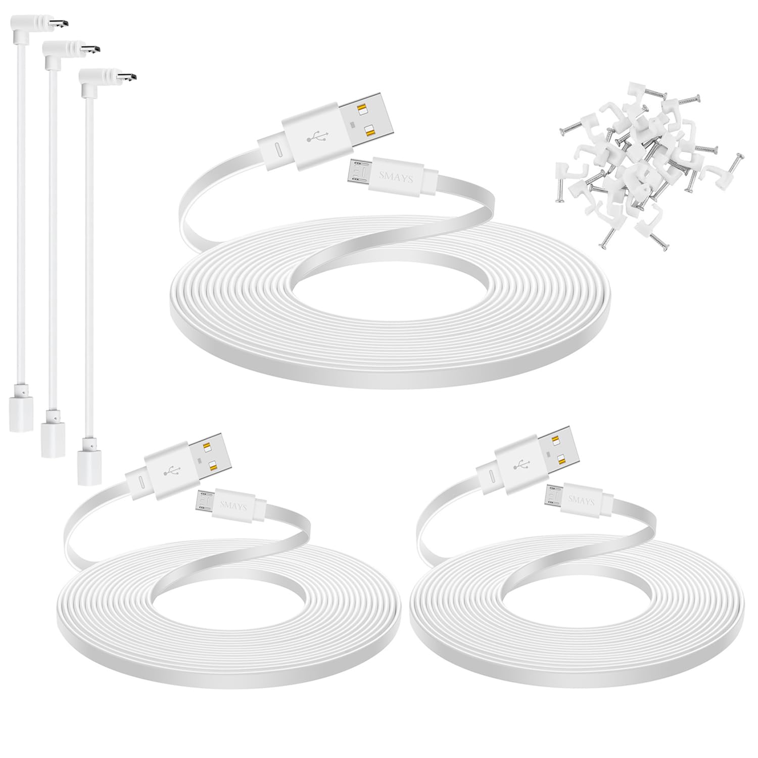 Long 25ft Micro USB Cable Pack for Security Cameras