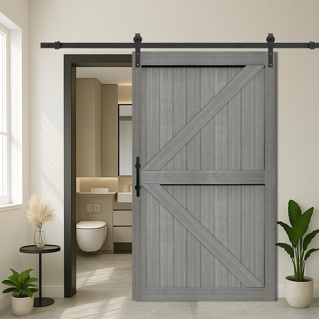 48in x 84in MDF Elephant Gray Barn Door with Sliding Hardware
