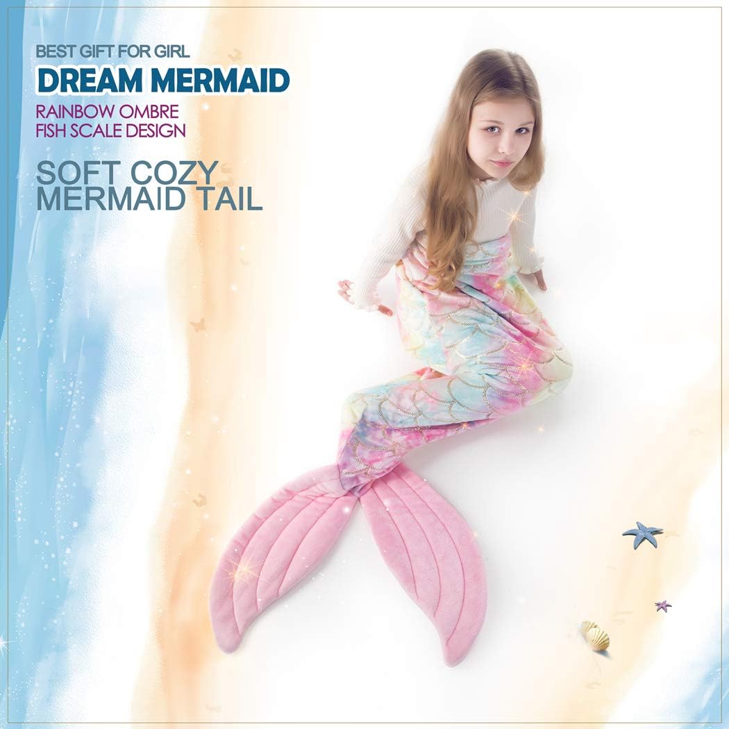 COSUSKET Mermaid Tail Blanket for Girls