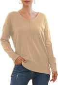 Jouica Women's V Neck Batwing Sleeve Knit Top - Lightweight Cozy Fit
