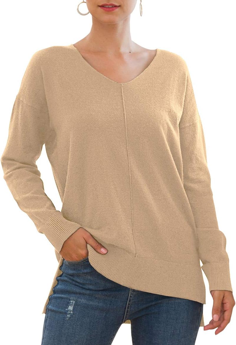 Jouica Women's Casual Lightweight V Neck Batwing Sleeve Sweater