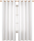 Faux Linen Pure White Curtains 90 in Set of 2 - Light Filtering