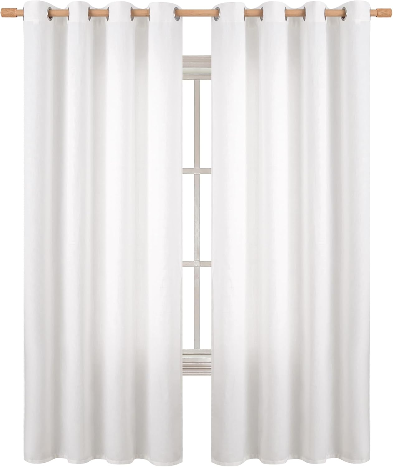 Faux Linen Pure White Curtains for Elegant Living Room Decor