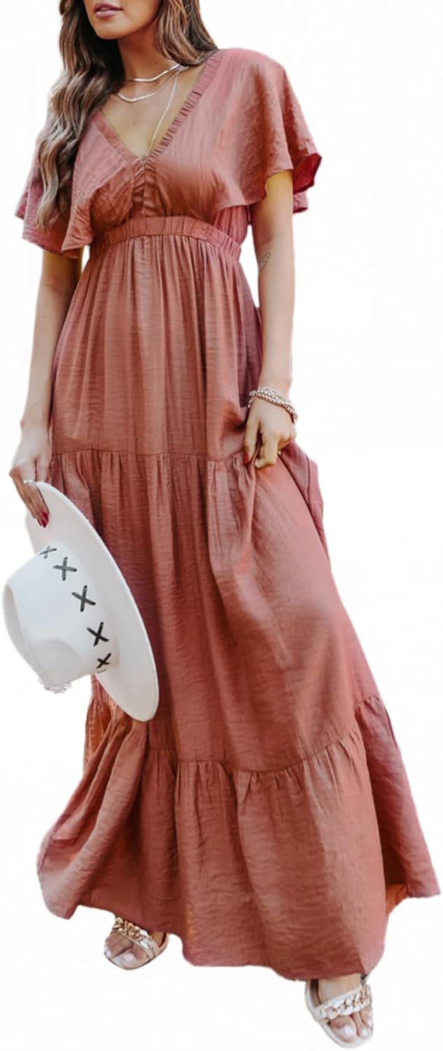Amegoya Women's Floral Maxi Dress for Casual Summer Style