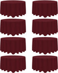 8 Pack Burgundy Round Tablecloth 90 in - Stain & Wrinkle Resistant