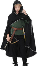 Boys Renaissance Costume Outfit with Hooded Cloak - Kids Medieval Set