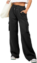 High Waisted Wide Leg Cargo Sweatpants - Comfortable Casual Fit