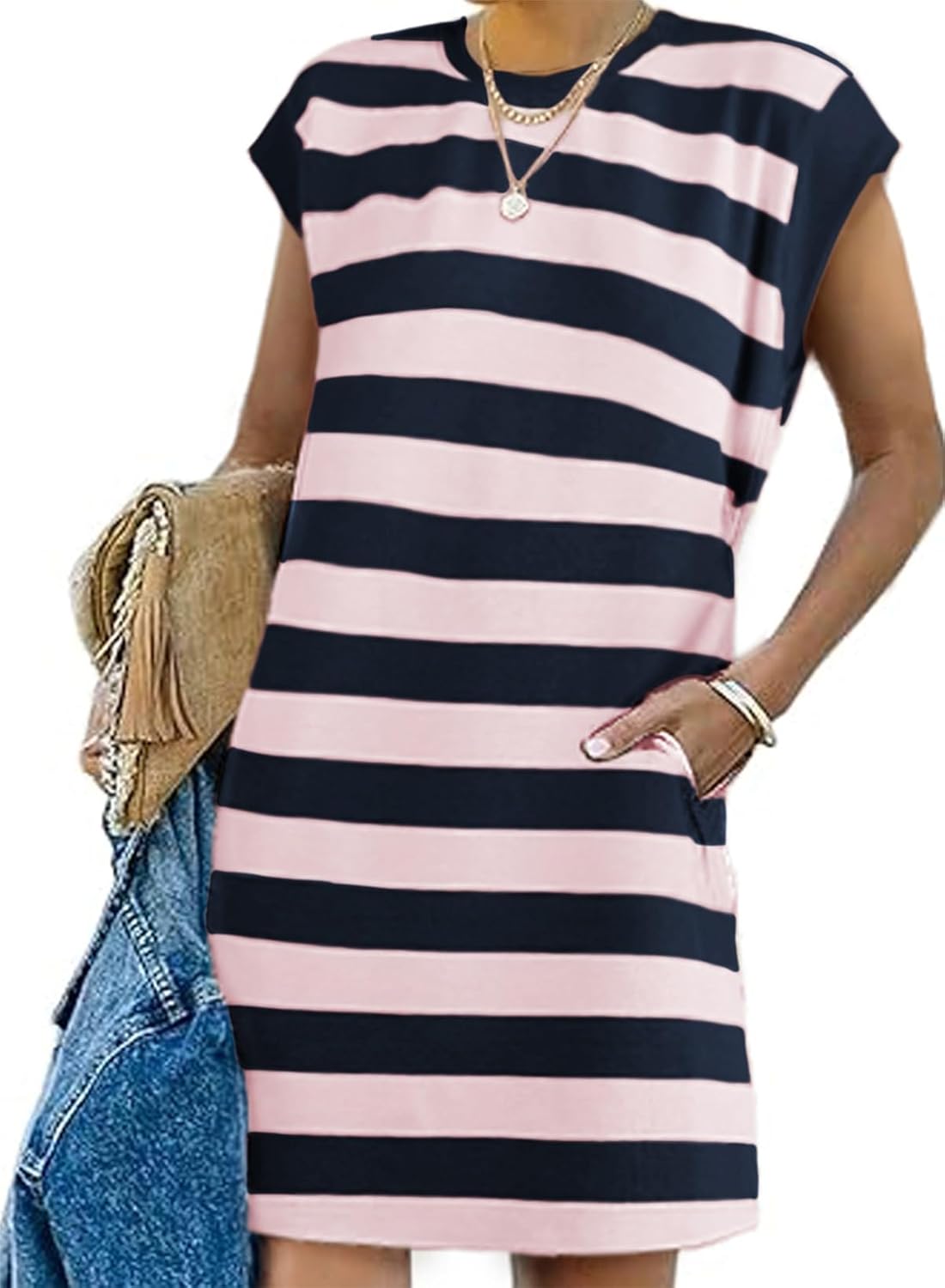 AlvaQ Womens Striped Summer Dresses with Pockets for 2025
