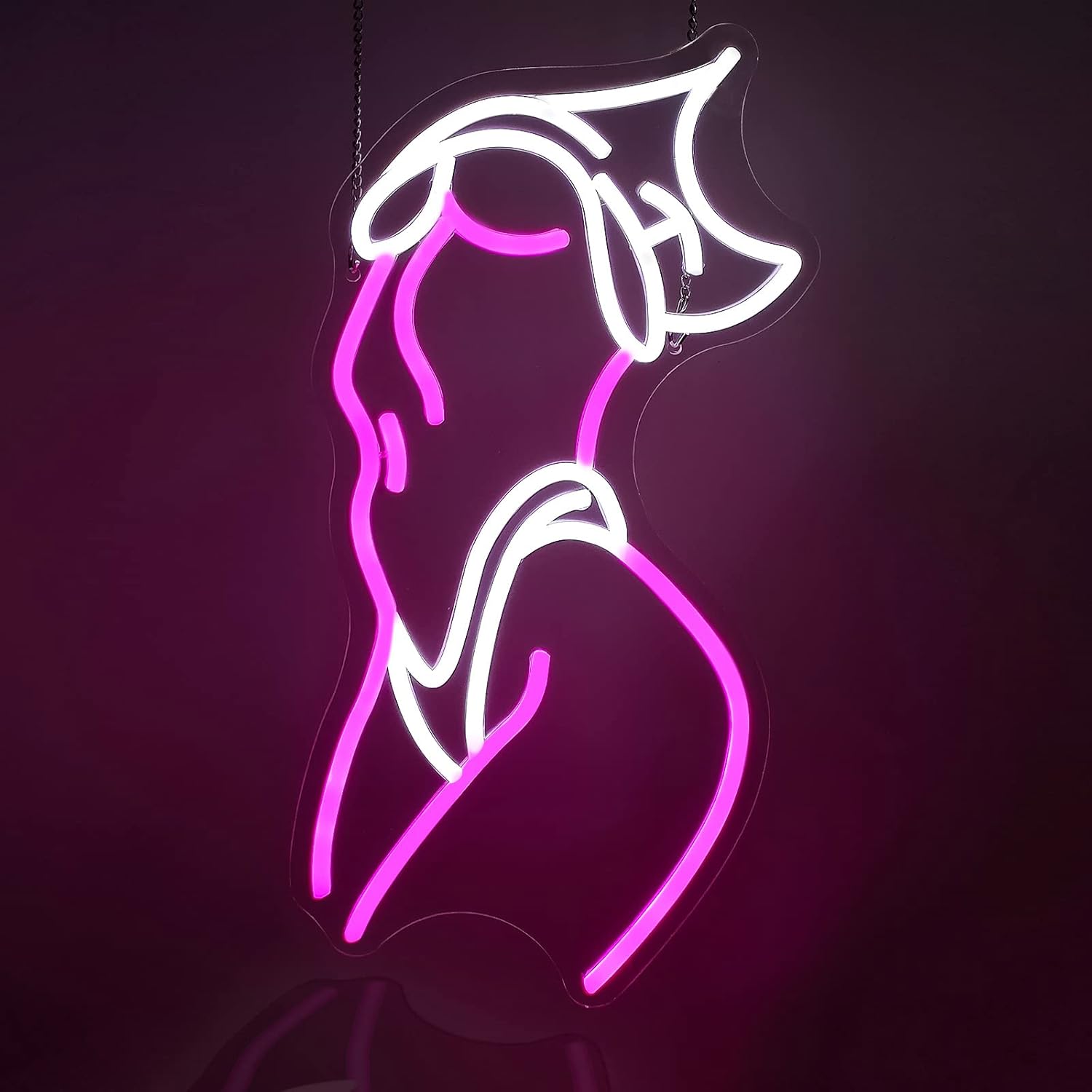 Lady Neon Signs for Wall Decor - Pink White LED Light Sign