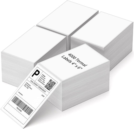 4000 White Fanfold Shipping Labels for Zebra & Elton Printers