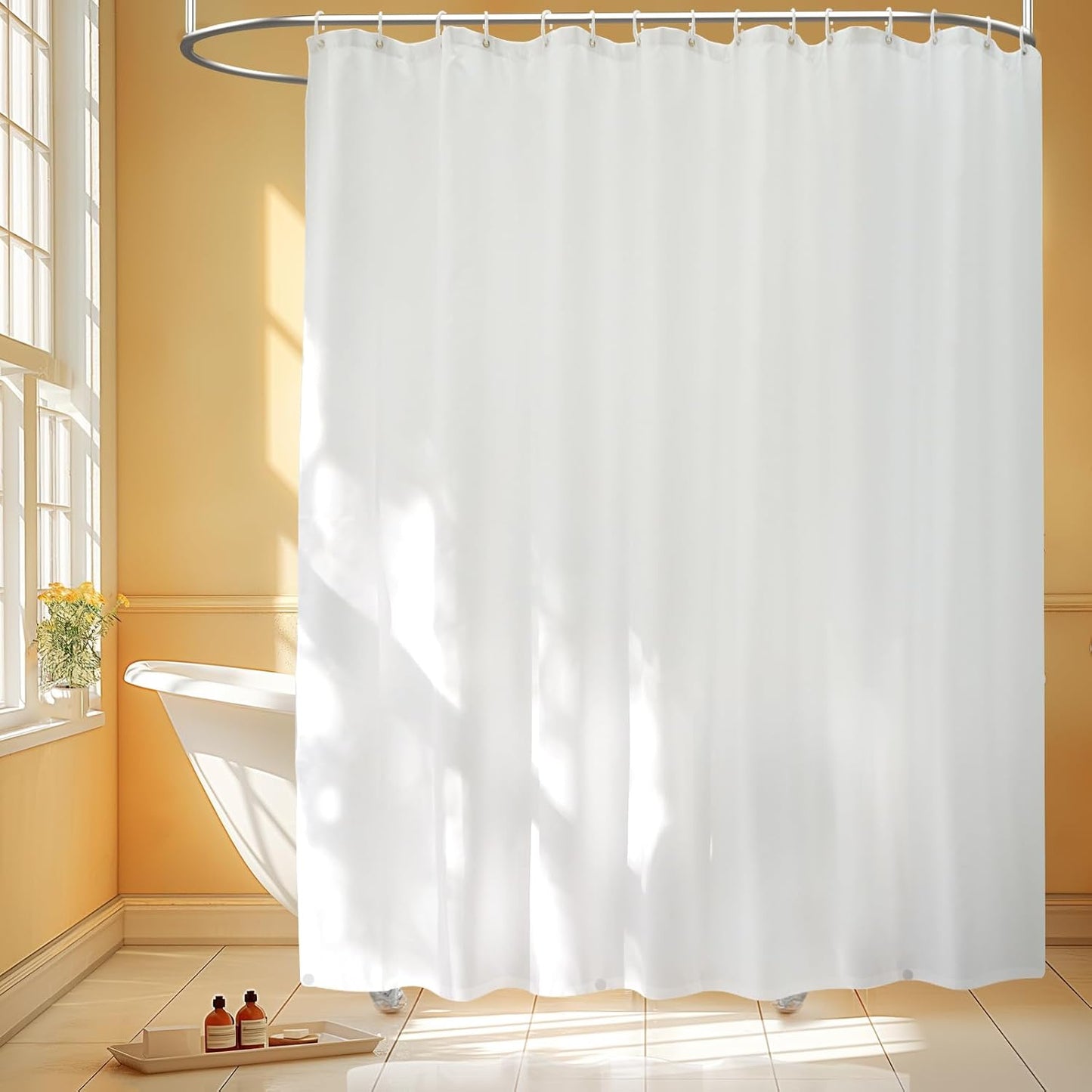 Extra Wide Fabric Shower Curtain Liner with 6 Magnets for Tubs